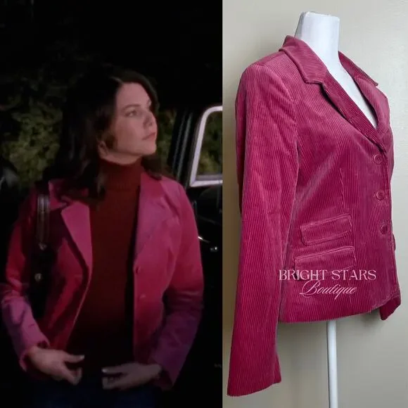 Rare Pink Corduroy Blazer Jacket ASO Lorelai Gilmore Girls Bright Colorful